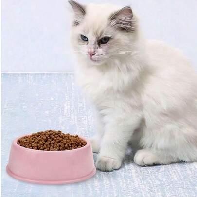 1个卡通粉色圆形宠物碗 - 小型犬喂食碗 - 猫碗