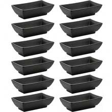 Kit Of 12 Melamine Soy Sauce Containers, 60ml Each, Tokyo Black Lyor Sauces, Oriental Sushi Pots - 黑色 - 查看 1