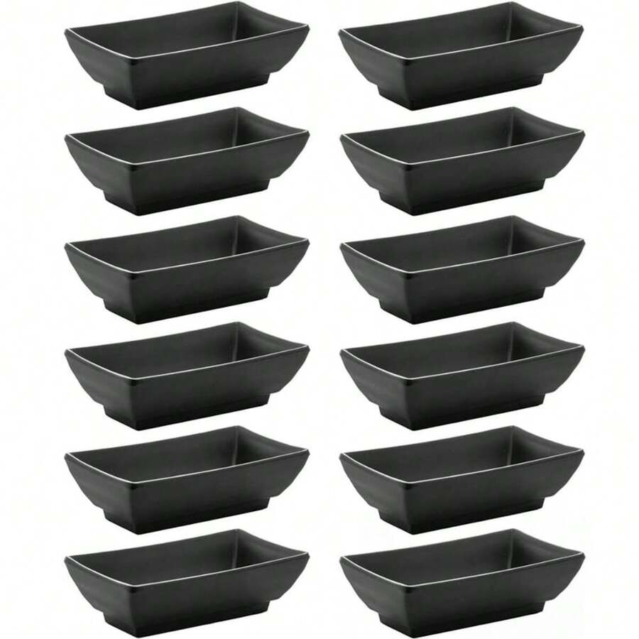 Kit Of 12 Melamine Soy Sauce Containers, 60ml Each, Tokyo Black Lyor Sauces, Oriental Sushi Pots - 黑色 - 查看 1