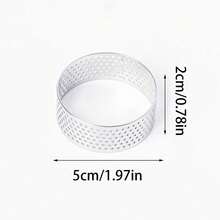 6pcs/12pcs Stainless Steel Tart Rings, Baking Perforated Tart Rings, 1.97 Inch Stainless Steel Non-Stick Round Cake Rings, French Pastry Metal Cake Molds, Small Fruit Pie Crust, Round Pie - Silver - View 2