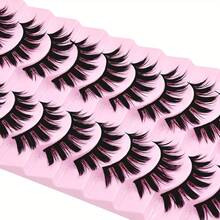 10 Pairs Manga Eyelashes Japanese Anime Thick Cosplay Eyelashes Natural Style 15MM Thick Eyelashes 8D Long Thin Style Imitation Mink Eyelashes Full Volume Doll Eyelashes - 10雙 - 查看 7
