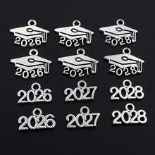 50pcs Year Number 2026 2027 2028 Pendant Charms DIY Jewelry Making Jewelry Finding Antique Silver Plated Accessories - Antique Silver - View 7