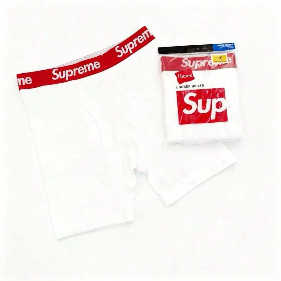 Supreme (2 Pack) Long Pure Cotton Base Pants, Flat-Angle Pants, Suitable For Fitness, Outdoor Sports, And Casual Wear - 白色 - 查看 1