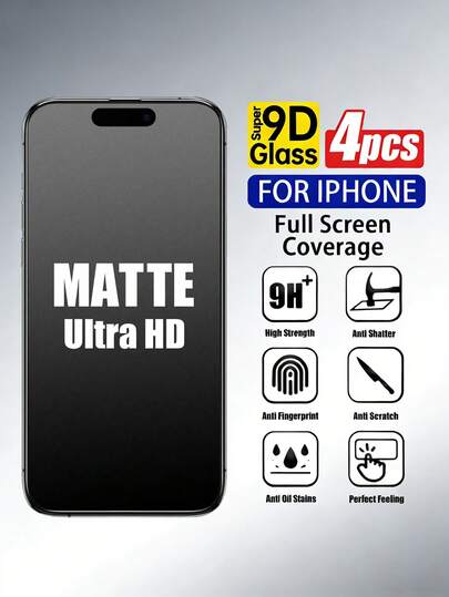 4片装磨砂屏幕保护膜，透明磨砂屏幕保护膜，防刮花，易于安装，兼容 17/17 Air/17 Pro/17 Pro Max/16/16E/15 Plus/14/13/12/11/XR系列