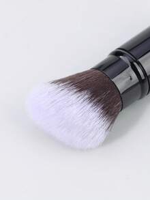 一套旅行装粉底腮红化妆刷，铝制手柄，适用于液体、膏状和化妆品 - 黑色 - 查看 4