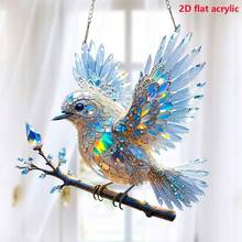 Decoración colgante en forma de pájaro de acrílico 2D, ornamento de ventana, colgante de pájaro de cristal arcoíris, decoración para el hogar y el jardín, creador de arcoíris de prisma, regalo de Navidad, atrapador de arcoíris, regalo para amantes de las aves, diseño de rama - Multicolor - Ver 3