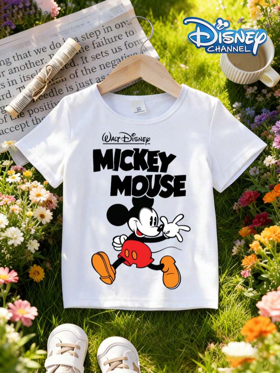 Disney Mickey Mouse Classic Running Printed Baby Short-Sleeve T-Shirt - Playful Graphic Top For 0-3 Year Olds - 白色 - 查看 1