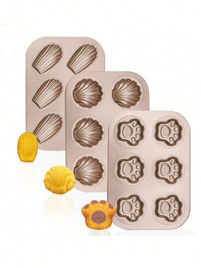 6孔不粘猫形蛋糕烘焙托盘碳钢玛德琳蛋糕模具，玛德琳蛋糕烘焙托盘，不粘烘焙模具蛋糕模具，蛋糕模板，圆形蛋糕烘焙托盘模具棒棒糖蛋糕模具DIY蛋糕工具蛋糕烘焙模具厨房烘焙模具蛋糕面包方形烤盘迷你贝壳烘焙模具，房间装饰