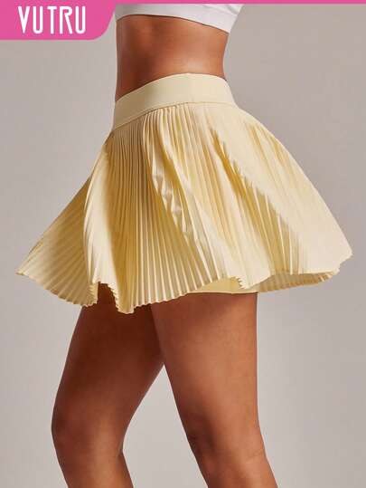 VUTRU 2-In-1 Pleated Skirt With Lining, Anti-Exposure Sports Skirt For Tennis, Running, Fitness