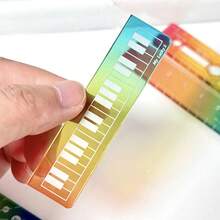 Light-Transmitting Clear Candy Color Palm Ruler, Ins Aesthetic Wavy Acrylic Ruler, Student Art Measuring Piano Note Stationery, Back To School & Bullet Journal Essential - Sets - View 8