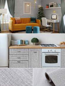 1 Roll Patterned Removable Self-Adhesive Vinyl Wallpaper, Available In Multiple Colors, Suitable For Home Decor, Wood Doors, Kitchen Cabinets, Tabletops, Furniture Surfaces - Multicolor - View 14