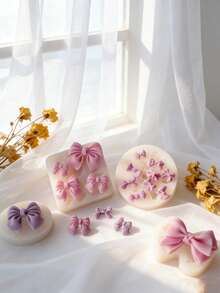 1pc Silicone Candy Mold, Cute Bow Design DIY Fondant Mold For Kitchen - White - View 6