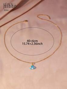 Hihho 1pc Ocean Style Enamel Dolphin, Shell, Conch Pendant Necklace, Fresh And Gentle Ocean Elements Versatile Accessory, Gift For Girlfriend Or Best Friend - Gold - View 8