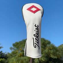 New Numeric Design Wooden Shaft Head Cover, Mixed Golf Club Head Cover, PU Leather Golf Club Head Cover - White - View 4