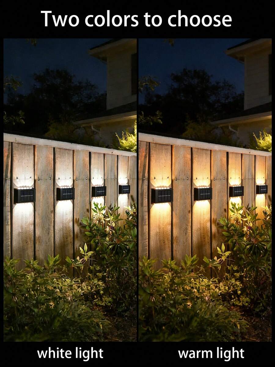 1/2/6 Stücke Solarwandleuchten, 8/10 LED Automatik-Sensor wasserdicht, Auf- und Abwärtsbeleuchtung Außendekorationslampen für Garten, Garage, Terrasse, Deck, Treppen - Schwarz - Übersicht 1