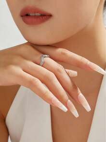 1 chiếc nhẫn thép không gỉ mạ vàng 18K đính đá Cubic Zirconia, trang sức nữ, quà tặng đám cưới, tiệc tùng, hẹn hò. - nhẫn kim cương ngoằn ngoèo - Xem 12