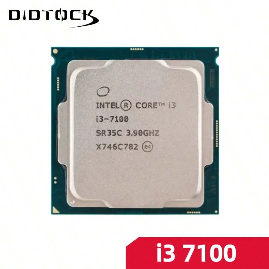 Prosesor Intel Core i3 7100 CPU 3.9Ghz 2-Core LGA 1151 TANPA KIPAS Tanpa Kotak Asli - Hitam dan Putih - View 1