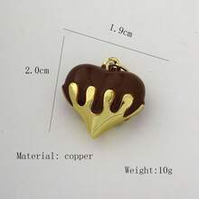 1pc Copper Fashionable Elegant Heart Shaped Pendant, DIY Bracelet Necklace Earring Jewelry Accessory - Multicolor - View 7