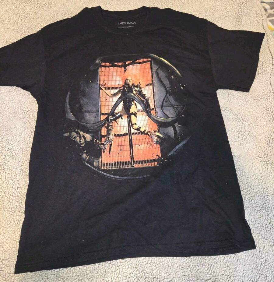 Lady Gagas T Shirt Pop Singer  Cotton Unisex - 黑色 - 查看 1