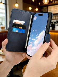 Vibrant Sunflower Art Floral Design, Premium Durable Flip Wallet Phone Case, Compatible With IPhone 16,15,14,13,12 Pro Max,11, With Foldable Stand And Credit Card Slots, Water-Resistant, Shockproof, Drop-Proof, Scratch-Resistant, Full Coverage Protection, Compatible With IPhone 17/17 Pro/17 Pro Max/17 Air. - Blue - View 4