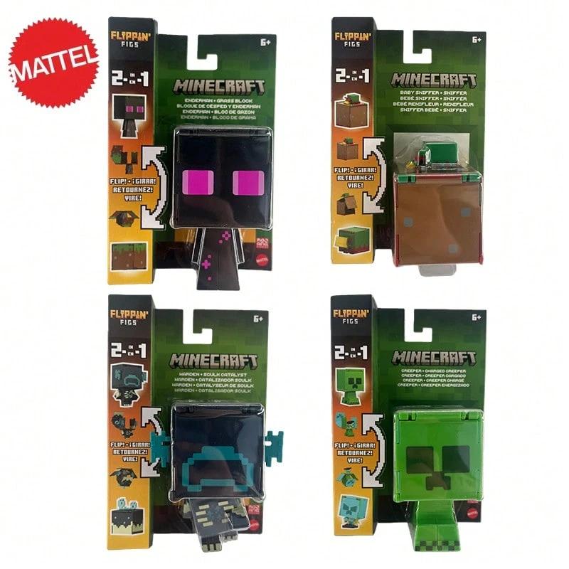 Mattel Minecraft 2-In-1 Flip-Over Collectible Character Model Toy With Flip Face Feature