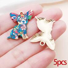 5/10个珐琅可爱宠物狗吊坠，镀金吉娃娃动物吊坠，适用于DIY手链、项链、耳环制作和工艺品制作 - 彩色 - 查看 17