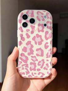 1个可爱又性感的豹纹图案全包覆式奶油色波浪边独特手机壳，兼容 11/12/13/14/15/16/17 Pro Max - 彩色 - 查看 5