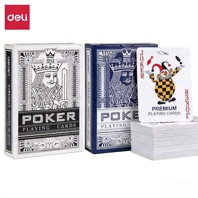 DELI 9637/9635 Professional Hard Texture Playing Cards, Standard Suit Prints, Economic Family Entertainment, Compact & Portable