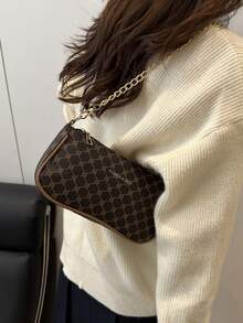 2024 Spring/Summer New Minimalist Versatile PU Underarm Bag, Fashion Chain Shoulder Bag, High-Quality Hand Carry Bag - Coffee - View 3