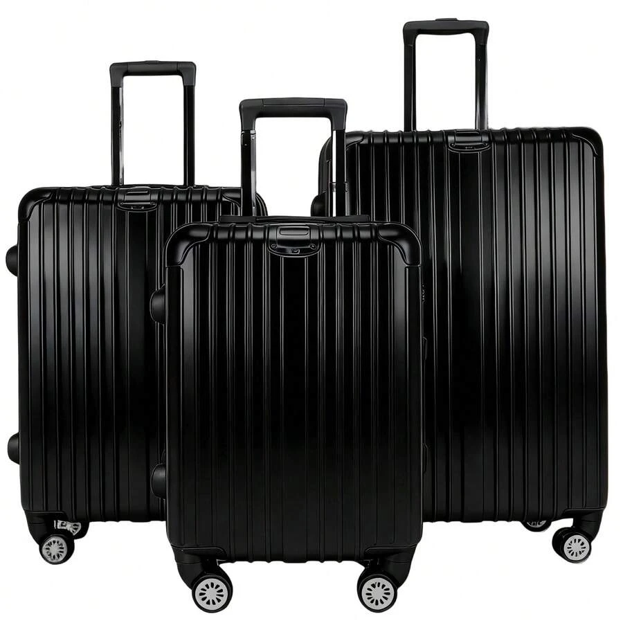 Ultra-Light And Spacious Hardside Trolley Suitcase, Side Combination Lock With TSA, 4 Wheels For Easy Transport - Black - View 1