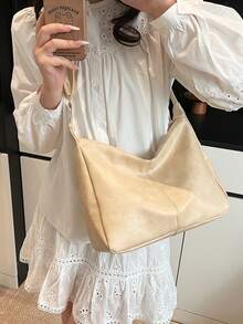 Maillard Retro Large Capacity Tote Bag, New Casual Fashion Women Shoulder Bag, Versatile Commuter Crossbody Bag - Yellow - View 8