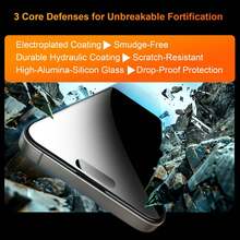 XINHONGYU Shockproof Privacy Screen Protector 3pcs Tempered Glass Screen Protector Compatible With Iphone 11/12/13/14/15/16/17 Pro Max 360° Privacy Protection 4-Layer Anti-Peeping Glossy Finish Privacy Screen Protector Phone Screen Protector Display Guard Clear Screen Protector Fashionable Design Scratch-Resistant Glass High-Quality Protective Film Phone Protective Case Phone Users Tech Enthusiasts Easter Spring Gift - Black - View 4