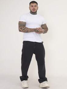 Men's Oversized Wide Leg Balloon Jeans Without Elastane - 黑色大理石紋 - 查看 5