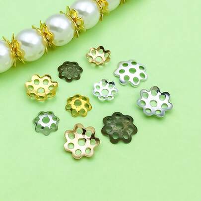 300pcs Bead Caps Flower Bead Cap Spacers Alloy Bead Cap Bails End Charm Caps Spacer Beads For Earring Bracelets Necklace Jewelry DIY Crafts Making