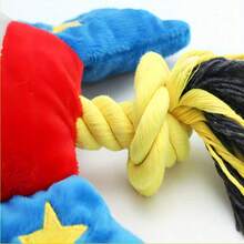 狗狗磨牙玩具，绳结造型，创意火箭飞机设计，会发出吱吱声，可抛掷和捡拾，宠物解闷好物 - 彩色 - 查看 8