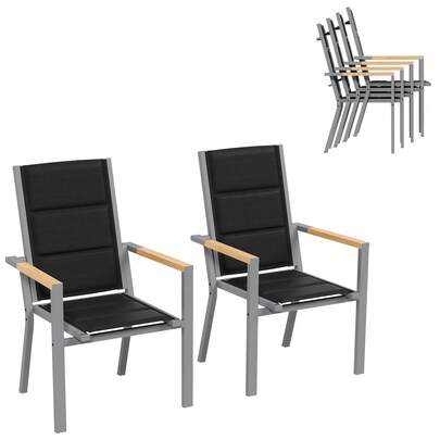 DEVOKO Garden Chair Folding Chair (Set Of 2), Comfortable, Corrosion-Resistant (Reinforced Aluminum Outdoor Chair, Max Load 160 Kg, Stackable, Lightweight, Double-Layered Seat Fabric)