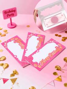 12个粉金生日红包，纸质烫金窗口设计，可装现金、礼品卡、生日红包，派对礼品信封，适用于生日庆祝和送礼 - 粉色 - 查看 9