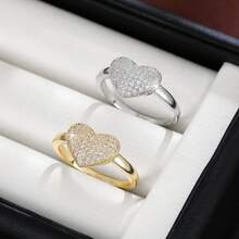 1枚精美心形设计立方氧化锆女士戒指，情人节礼物 - 彩色 - 查看 7