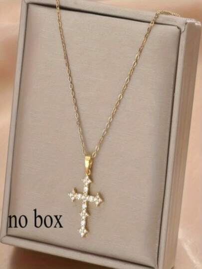 1 pieza Collar con colgante de diseño de signo talla grande con baño de oro de acero inoxidable y circonita cúbica, unisex, de estilo minimalista y casual, adecuado para uso diario, vacaciones y fiestas