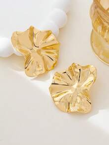 1 Pair Gold Geometric Exaggerated Asymmetrical Earrings For Women - Yellow Gold - View 4