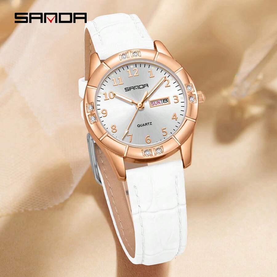 SANDA. Reloj de pulsera exquisito para mujer SANDA, de alta calidad y elegante, hermoso y duradero, preciso y confiable, con diseño de calendario dual, ligero y de moda - 9096 - Ver 1