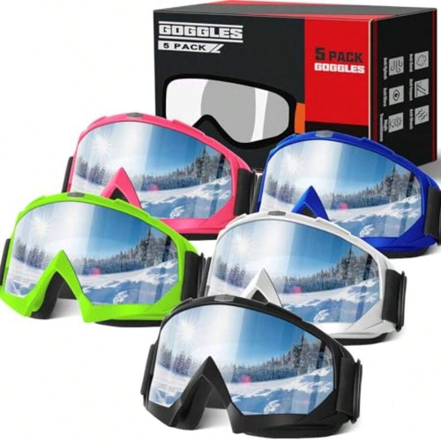 OXG Ski Snowboard Goges for Men Women UV Protection Ski Snow Goges for Adult Youth Winter Snow Sports - Negro/Verde/Azul/Rosa/Blanco+Plata (vlt9.3%) - Ver 1
