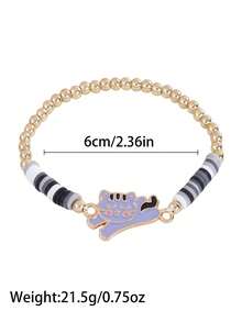 6件套可爱小猫铜镀珠弹力手链，女孩日常佩戴手链，闺蜜手链 - 彩色 - 查看 10