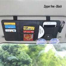Organizador de parasol para coche, bolsa de almacenamiento conúltiples bolsillos y cremallera para coche, camión, SUV, bolígrafo, tarjetero, soporte para gafas, accesorios para coche 8U7M - estilo cremallera gris - Ver 10