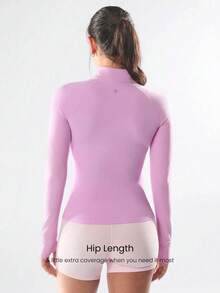 Slim-It Streamline Performance Secure Pockets Zip Up Long Sleeve Jacket Low Impact Yoga Daily Fall Glowmode Gym Clothes Women - Purple - View 1