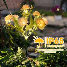 8 Pack Solar Garden Lights Outdoor, 42" Tall 42 LEDs Hibiscus Solar Flower Lights, IP65 Waterproof Decorative Landscape Lighting For Pathway Patio Yard Walkway Decor (Warm White) - Hibiscus - View 4
