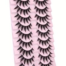 10 Pairs Manga Eyelashes Japanese Anime Thick Cosplay Eyelashes Natural Style 15MM Thick Eyelashes 8D Long Thin Style Imitation Mink Eyelashes Full Volume Doll Eyelashes - 10雙 - 查看 9