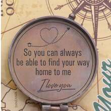 Brass Directional Vintage Compass Engraved With "Find Your Way Back To Home" Inspirational Gifts For Women/Men Baptism 2026 Communion Chris 1tian Motivational Quote - WayHomeToMe-leatherCase - View 4