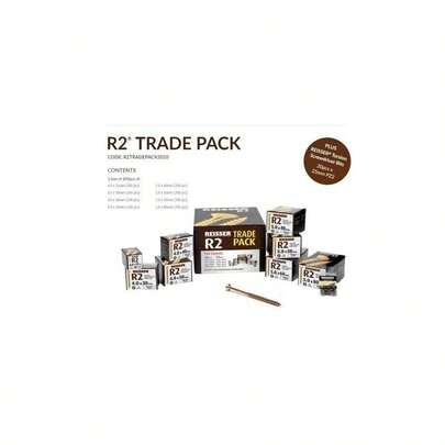 Reisser R2 Wood Screw Trade Pk 1600 Woodscrews + 20 X 25mm PZ2 S/Driver Bits
