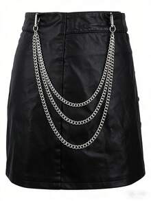 1件装时尚白色K极简双层朋克嘻哈腰链，适合女性参加夏季派对、秋季上学、万圣节等场合 - 白色 - 查看 8